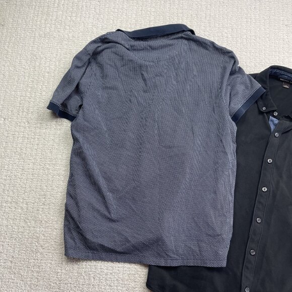 Lot x2 Michael Kors Polo Men's L Black / Blue Preppy Button up / Pullover - Picture 9 of 14